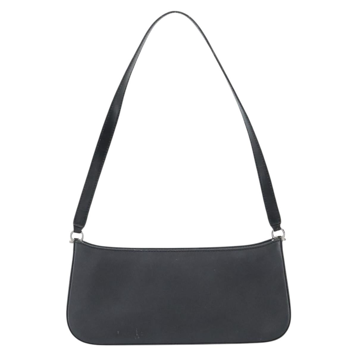 Salvatore Ferragamo Gancini Shoulder Bag Leather Black Silver Auth ka4963