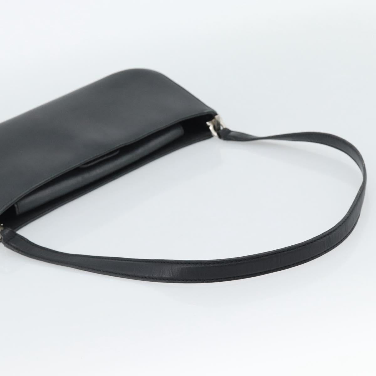 Salvatore Ferragamo Gancini Shoulder Bag Leather Black Silver Auth ka4963
