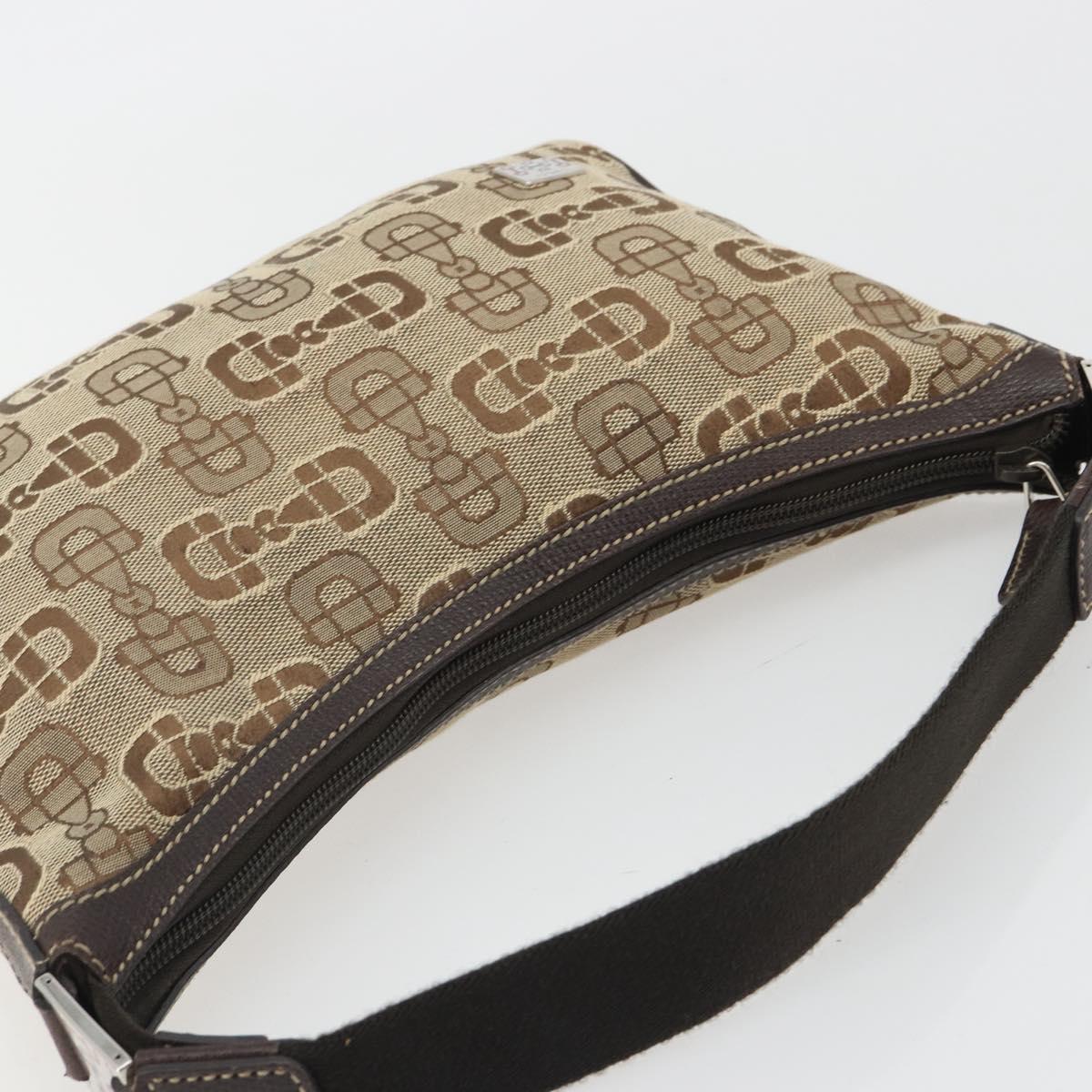 GUCCI Hand Bag Canvas Outlet Beige Silver Auth ka4973