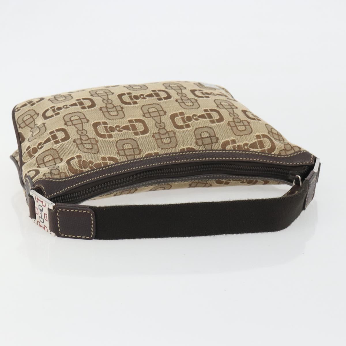 GUCCI Hand Bag Canvas Outlet Beige Silver Auth ka4973