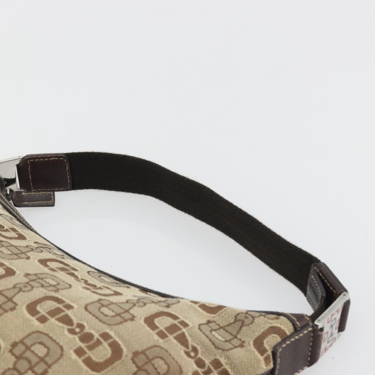 GUCCI Hand Bag Canvas Outlet Beige Silver Auth ka4973