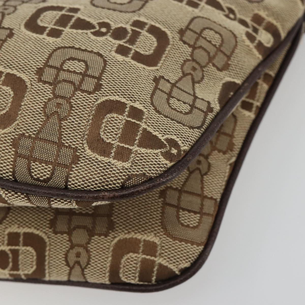 GUCCI Hand Bag Canvas Outlet Beige Silver Auth ka4973