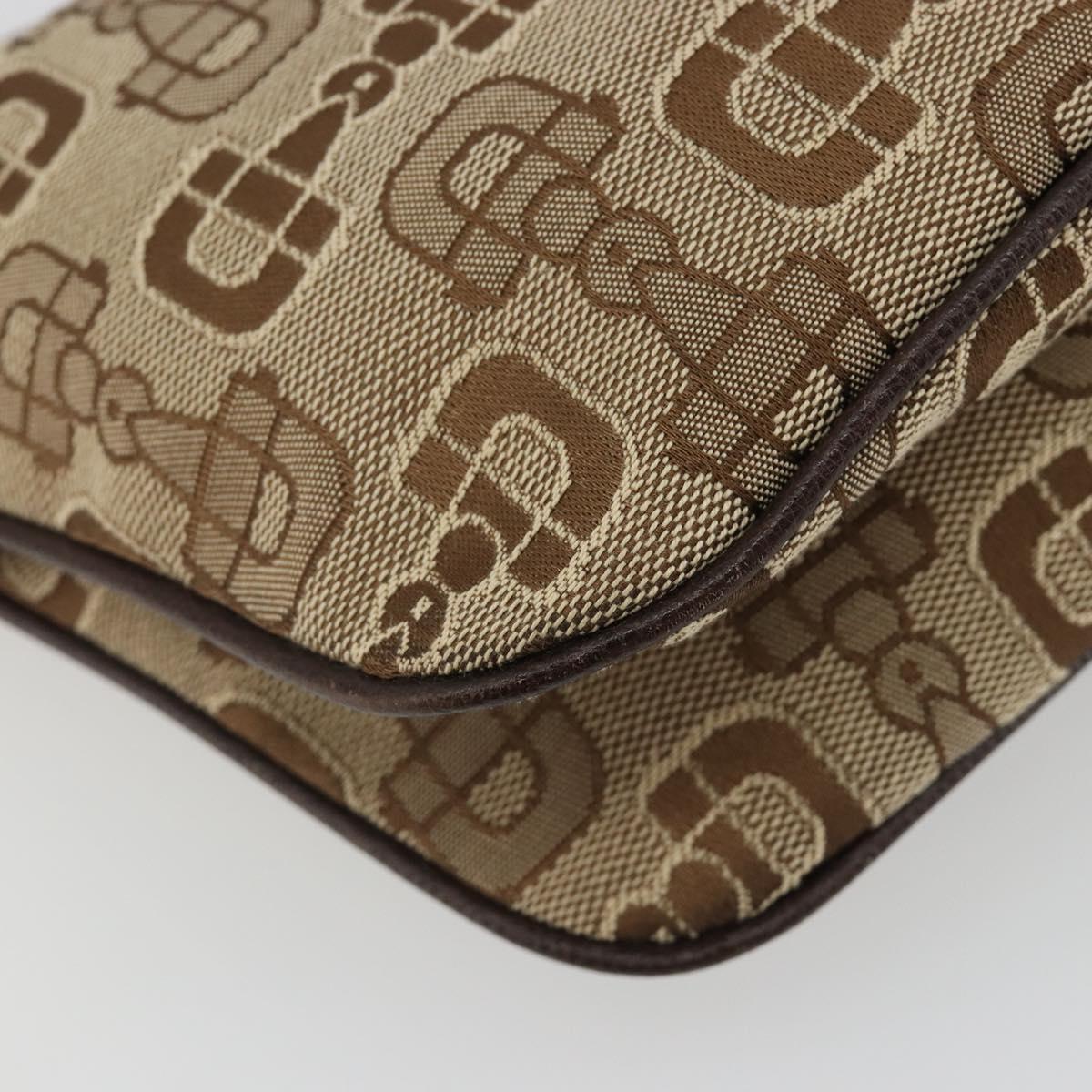 GUCCI Hand Bag Canvas Outlet Beige Silver Auth ka4973