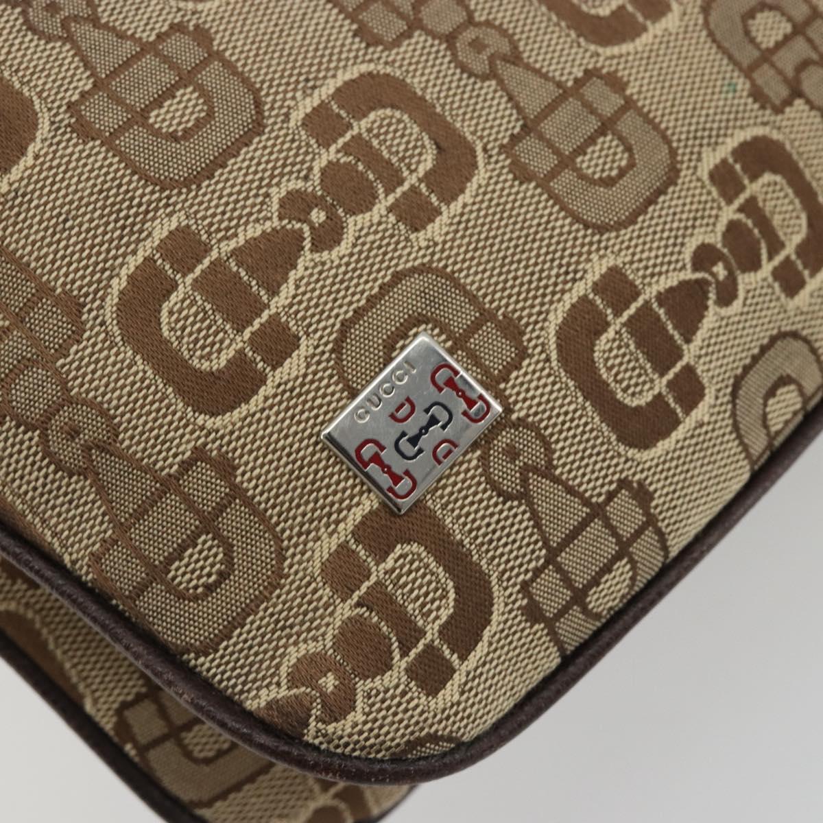GUCCI Hand Bag Canvas Outlet Beige Silver Auth ka4973