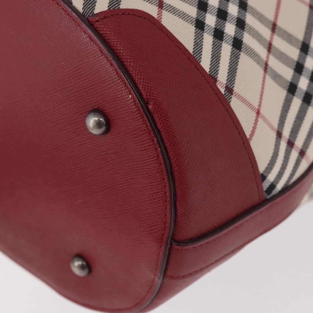 BURBERRY Nova Check Tote Bag Canvas Beige Silver Auth ka4974A
