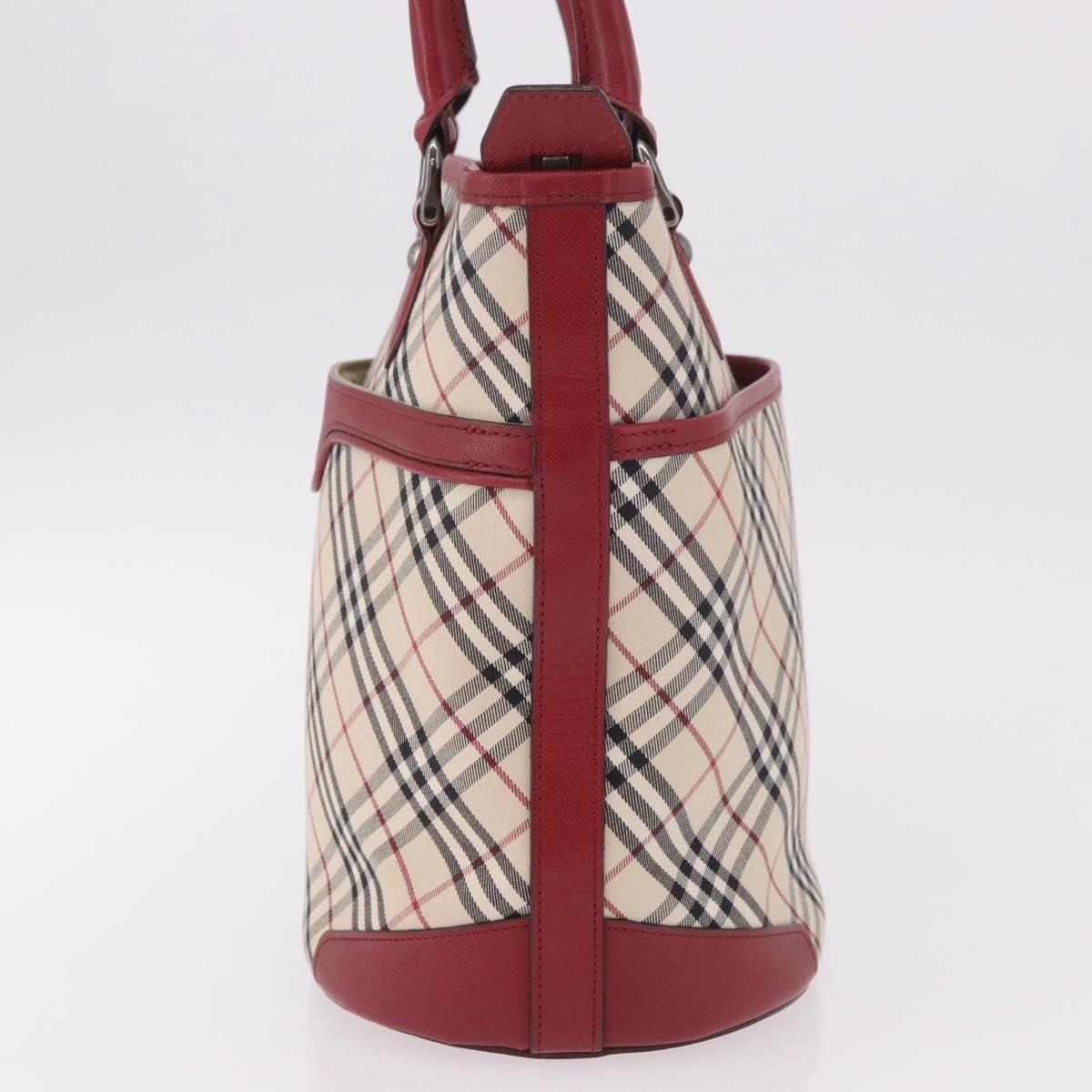 BURBERRY Nova Check Tote Bag Canvas Beige Silver Auth ka4974A