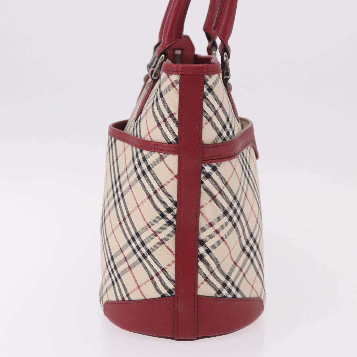 BURBERRY Nova Check Tote Bag Canvas Beige Silver Auth ka4974A