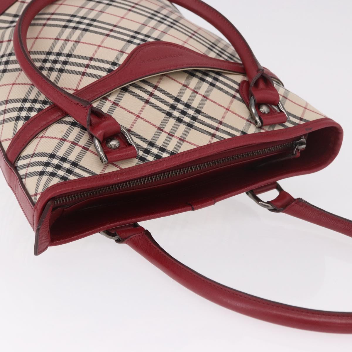 BURBERRY Nova Check Tote Bag Canvas Beige Silver Auth ka4974A
