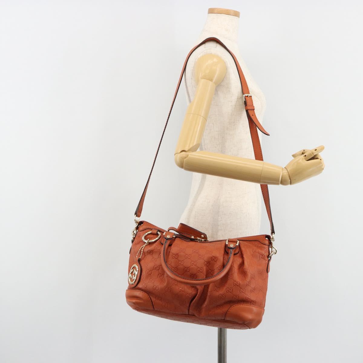 GUCCI GG Canvas Guccissima Hand Bag Leather 2way Orange Gold 247902 Auth ka4975A