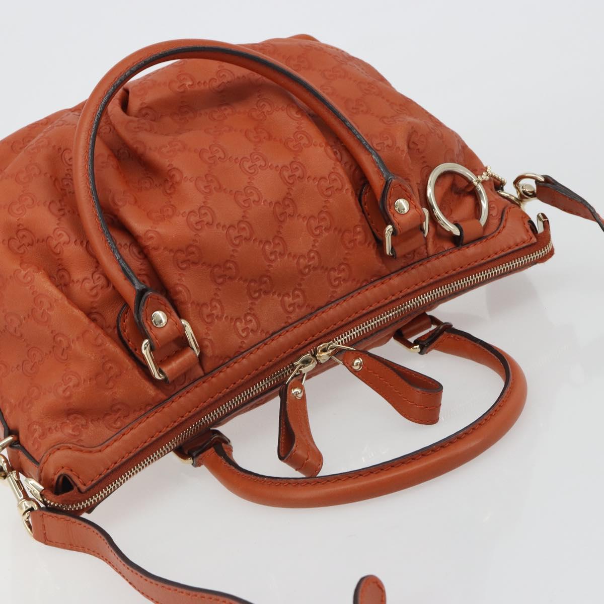 GUCCI GG Canvas Guccissima Hand Bag Leather 2way Orange Gold 247902 Auth ka4975A