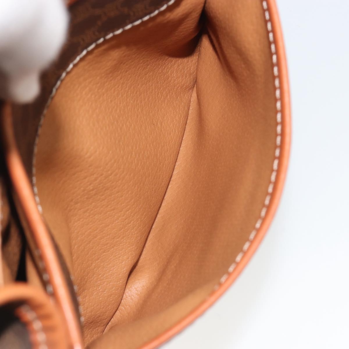CELINE Macadam Canvas Shoulder Bag PVC Leather Brown Gold Auth ka4976