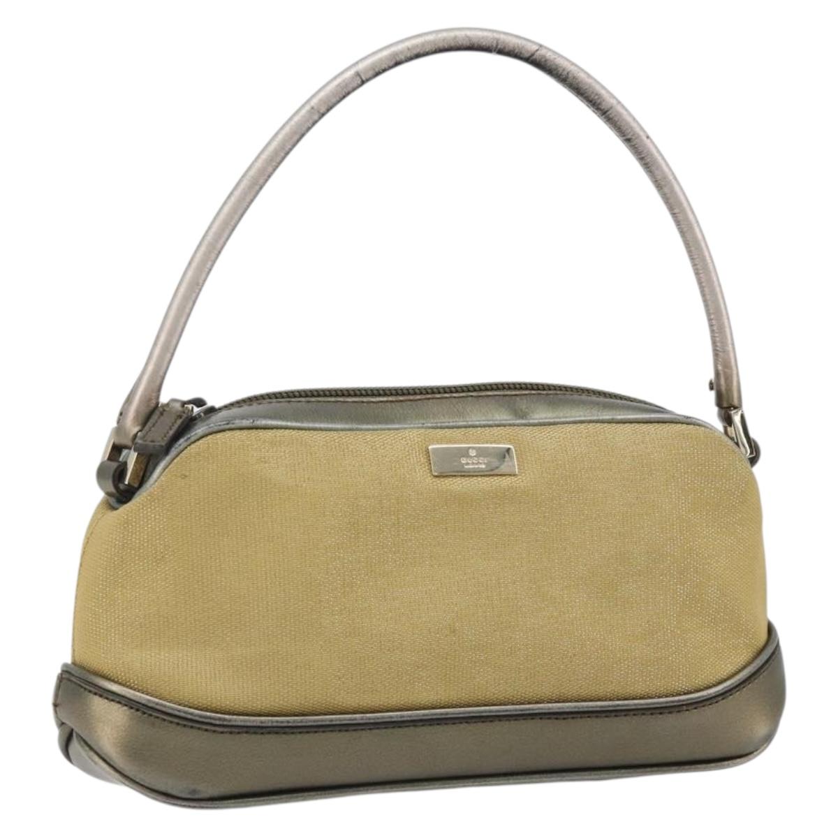 GUCCI Hand Bag Canvas Leather Gold 039 1133 Auth ka4977A