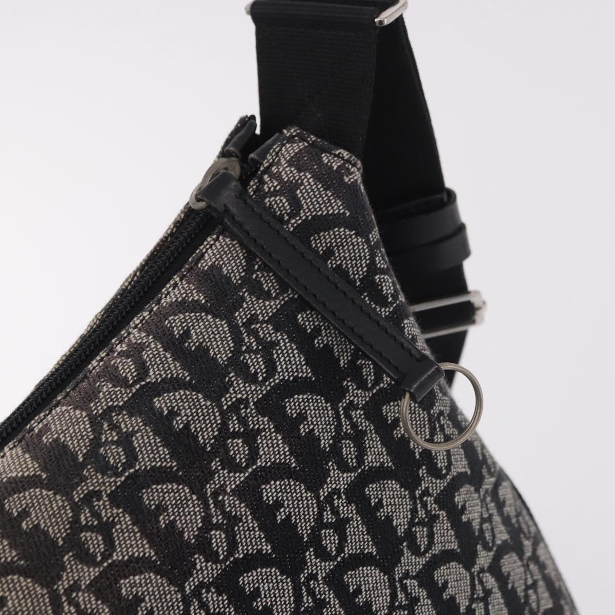 Christian Dior Trotter Canvas Shoulder Bag Navy Silver Auth ka4978