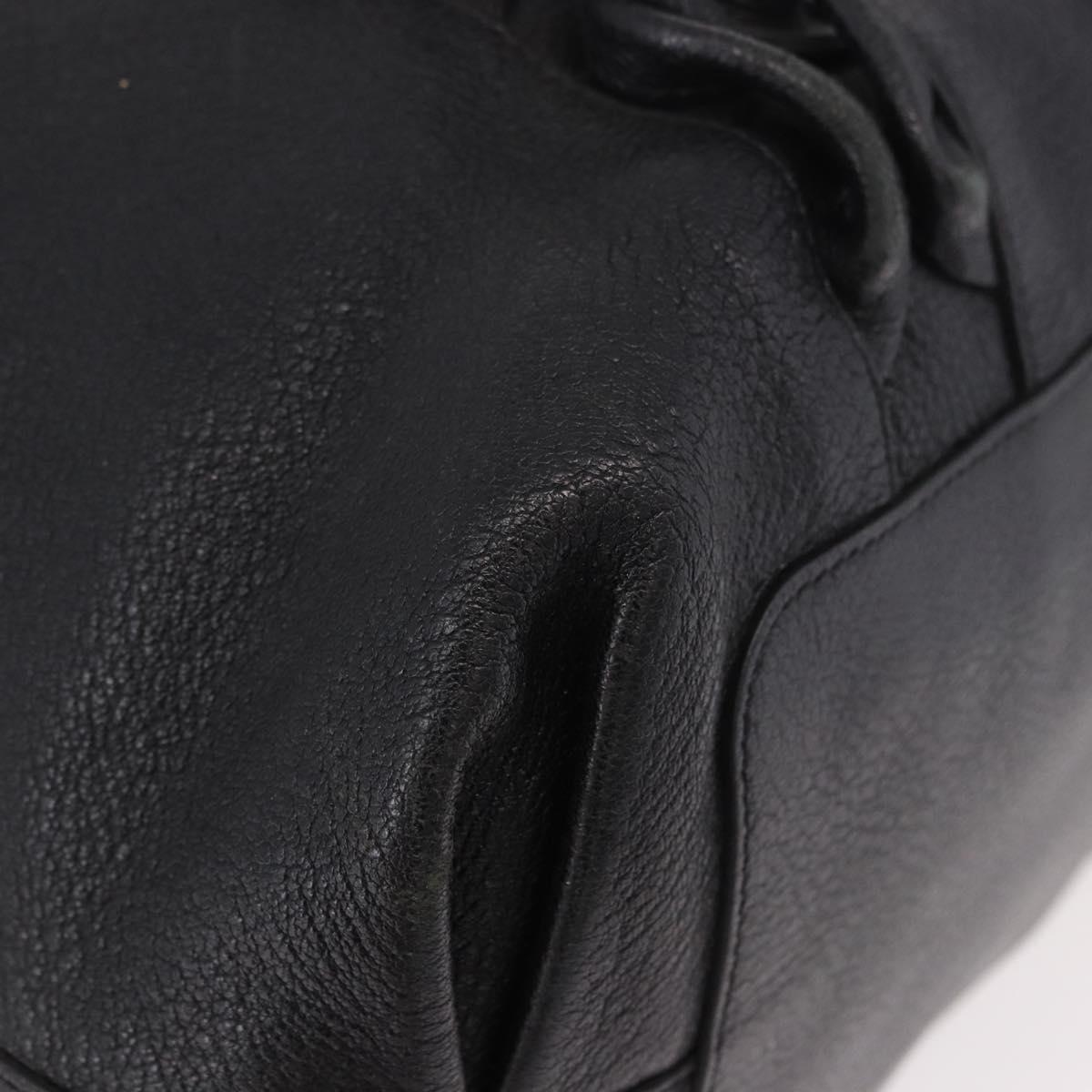 Salvatore Ferragamo Hand Bag Leather Black Silver Auth ka4979