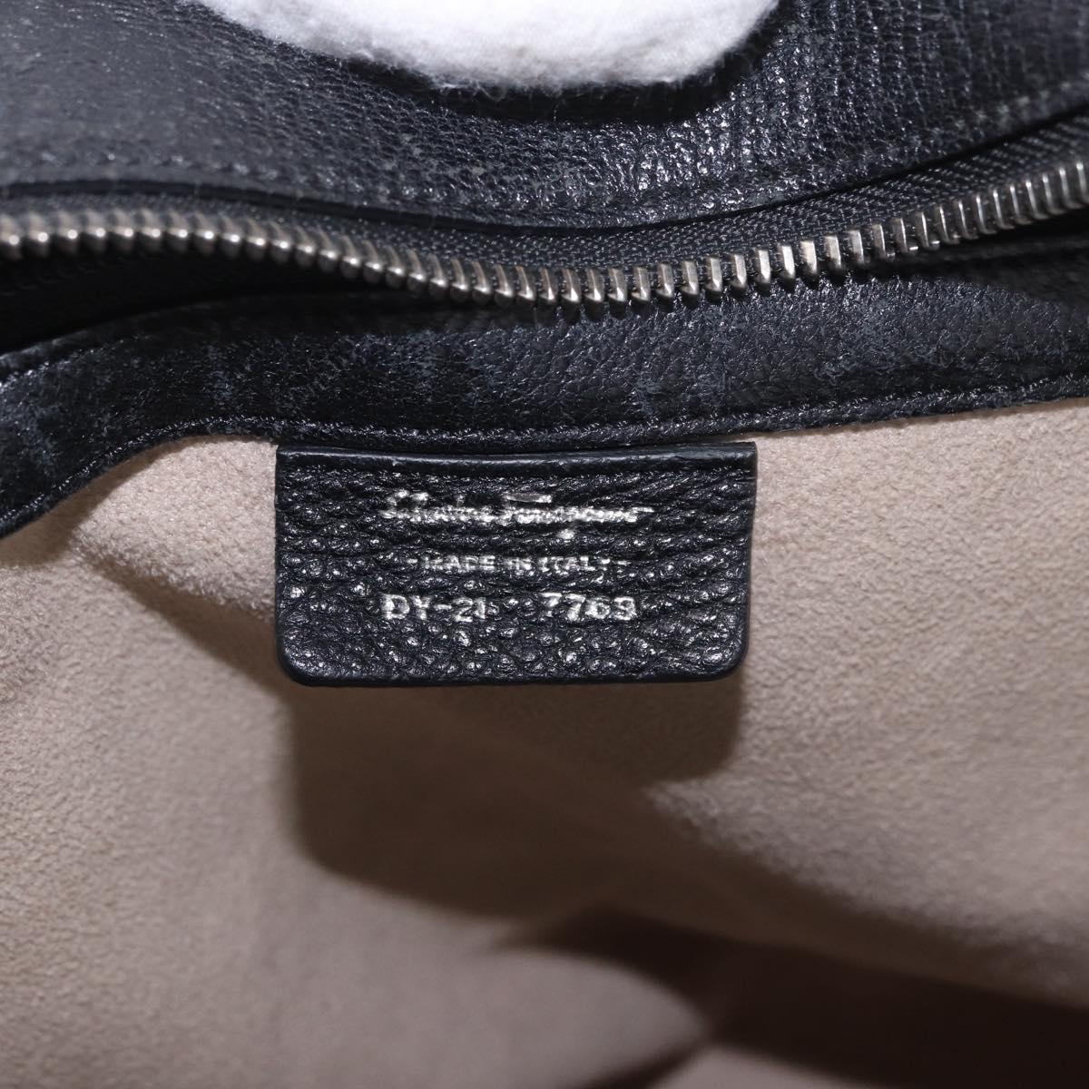 Salvatore Ferragamo Hand Bag Leather Black Silver Auth ka4979