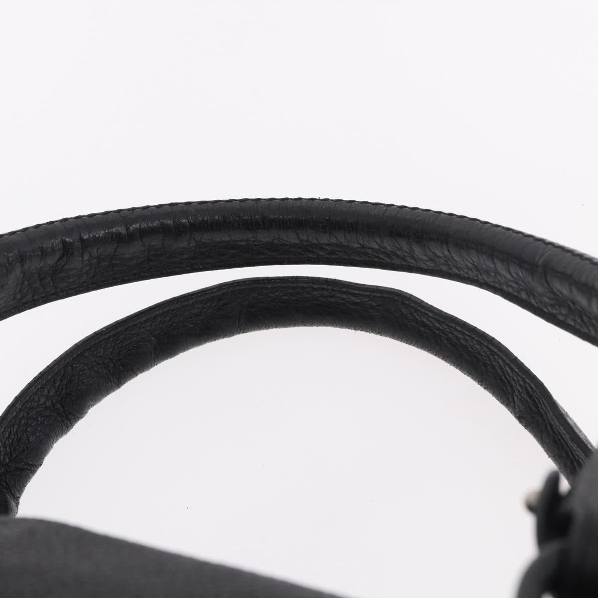 Salvatore Ferragamo Hand Bag Leather Black Silver Auth ka4979