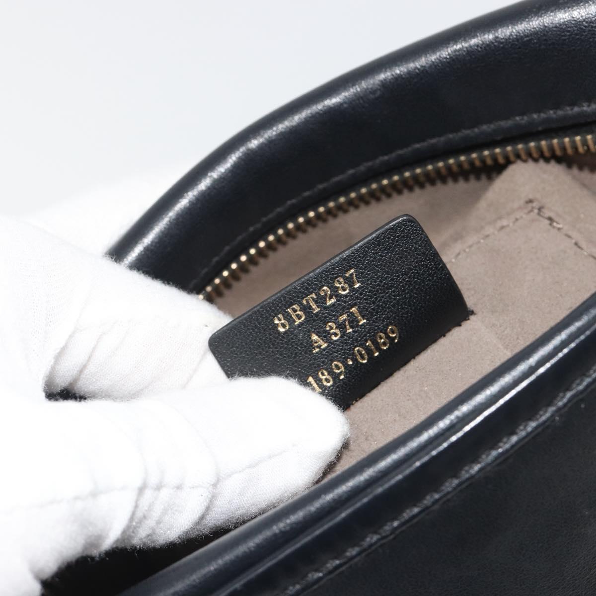 FENDI Shoulder Bag Leather Navy Gold Auth ka4981