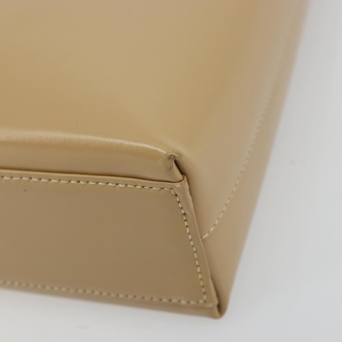 Salvatore Ferragamo Gancini Shoulder Bag Leather Beige Gold Auth ka4982
