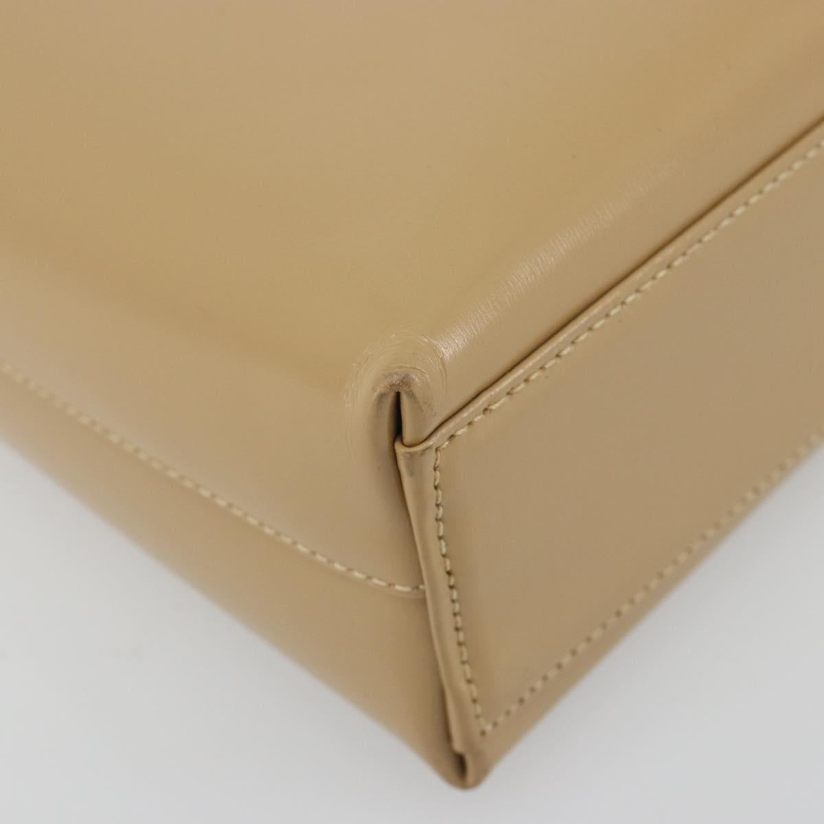 Salvatore Ferragamo Gancini Shoulder Bag Leather Beige Gold Auth ka4982