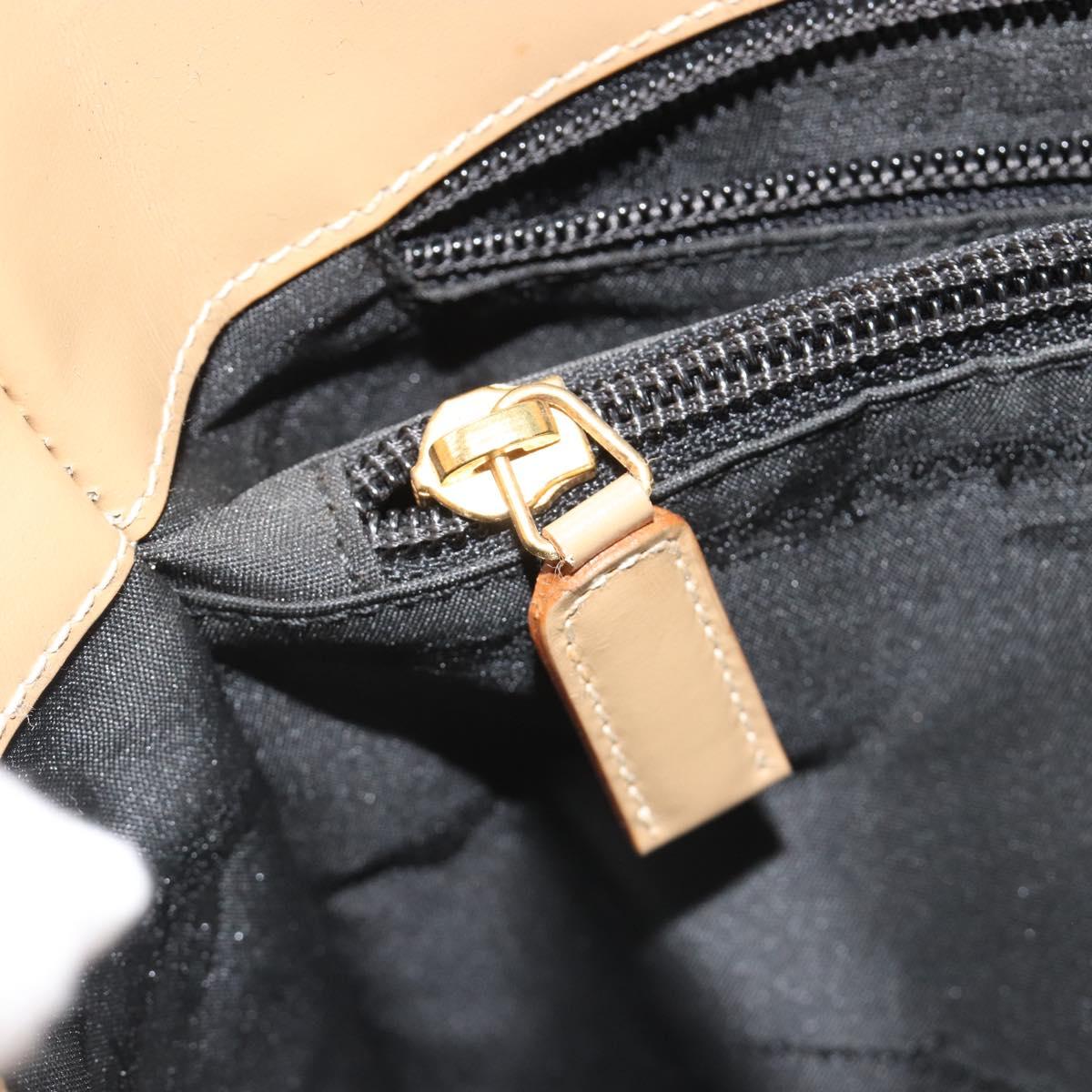 Salvatore Ferragamo Gancini Shoulder Bag Leather Beige Gold Auth ka4982
