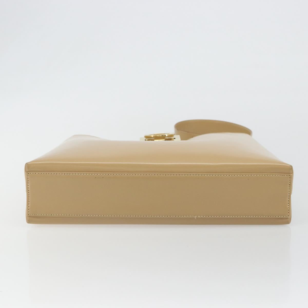 Salvatore Ferragamo Gancini Shoulder Bag Leather Beige Gold Auth ka4982