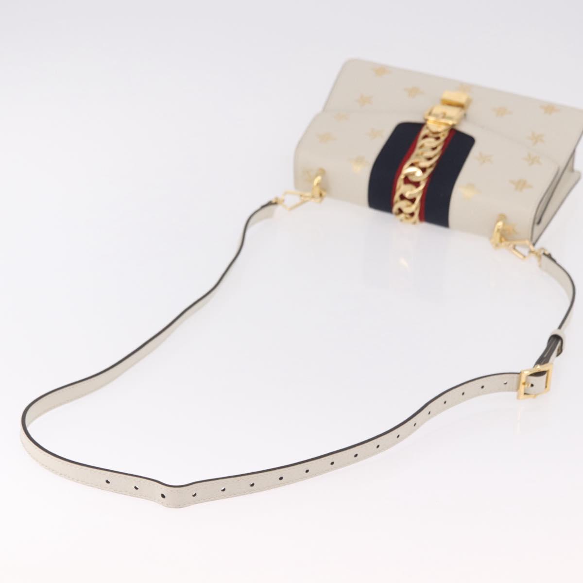 GUCCI Silvi Sherry Line Shoulder Bag Leather Ivory Gold 524405 Auth ka4983M