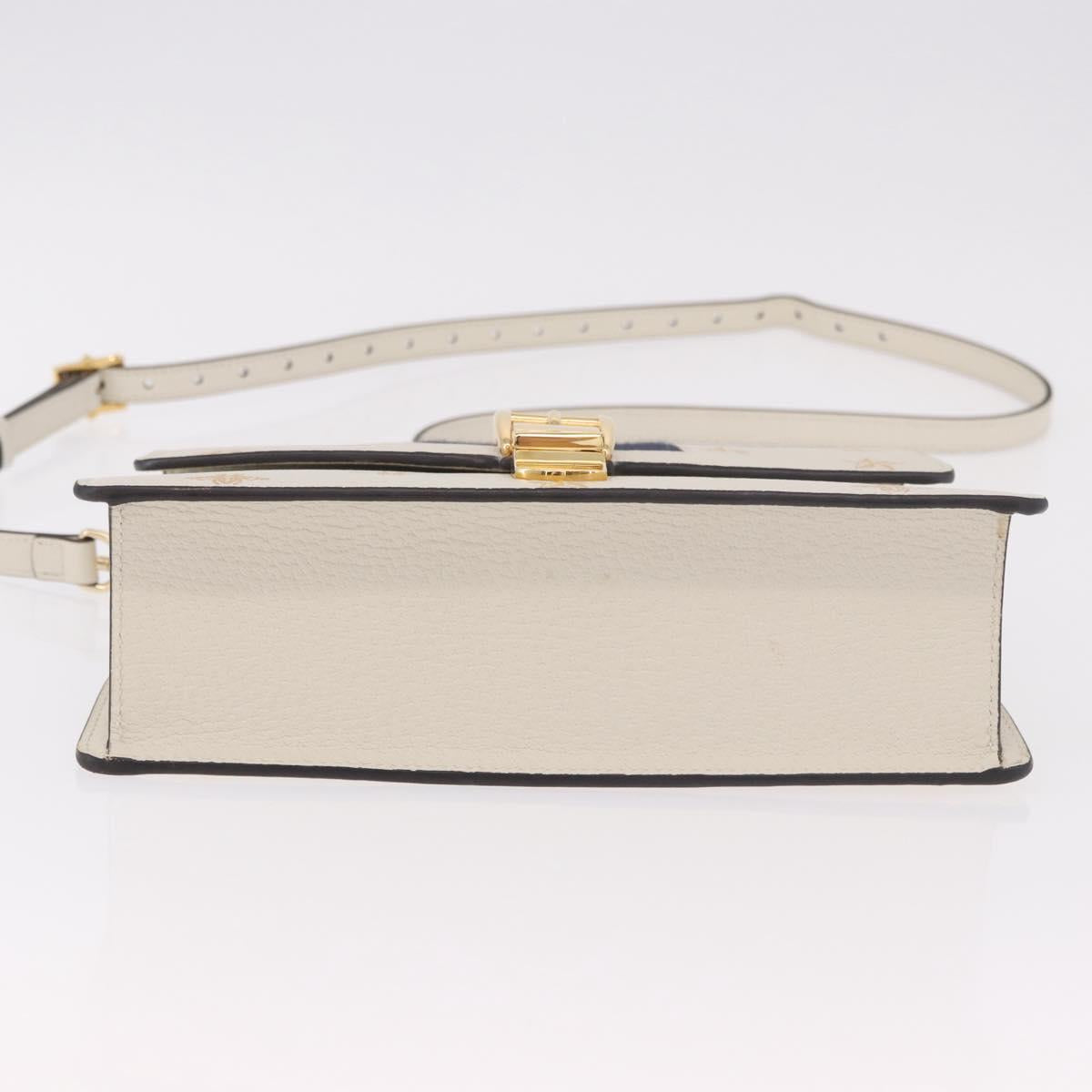 GUCCI Silvi Sherry Line Shoulder Bag Leather Ivory Gold 524405 Auth ka4983M