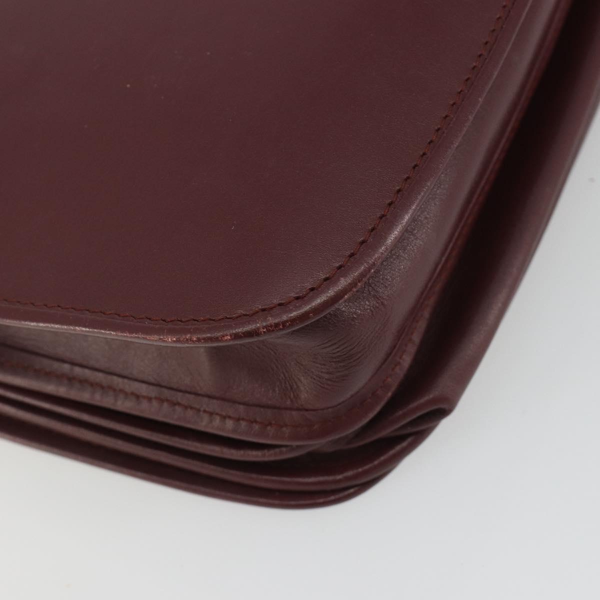 CARTIER Must Line Shoulder Bag Leather Bordeaux Gold Auth ka4985