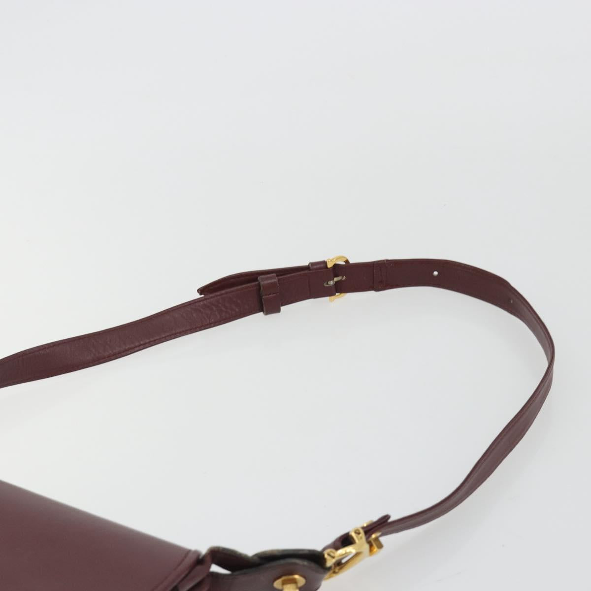 CARTIER Must Line Shoulder Bag Leather Bordeaux Gold Auth ka4985
