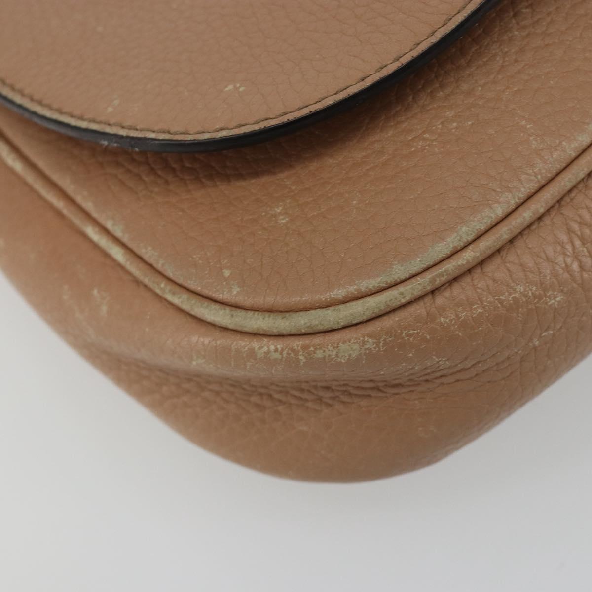 GUCCI Chain Shoulder Bag Leather Beige Gold 536224 Auth ka4986