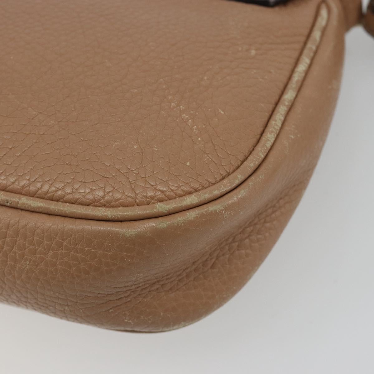 GUCCI Chain Shoulder Bag Leather Beige Gold 536224 Auth ka4986
