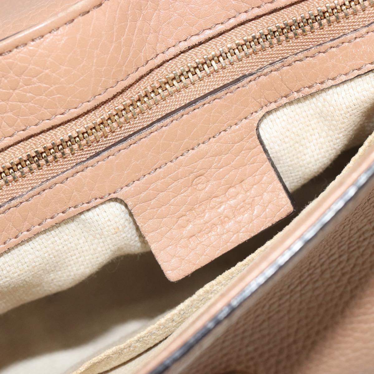 GUCCI Chain Shoulder Bag Leather Beige Gold 536224 Auth ka4986
