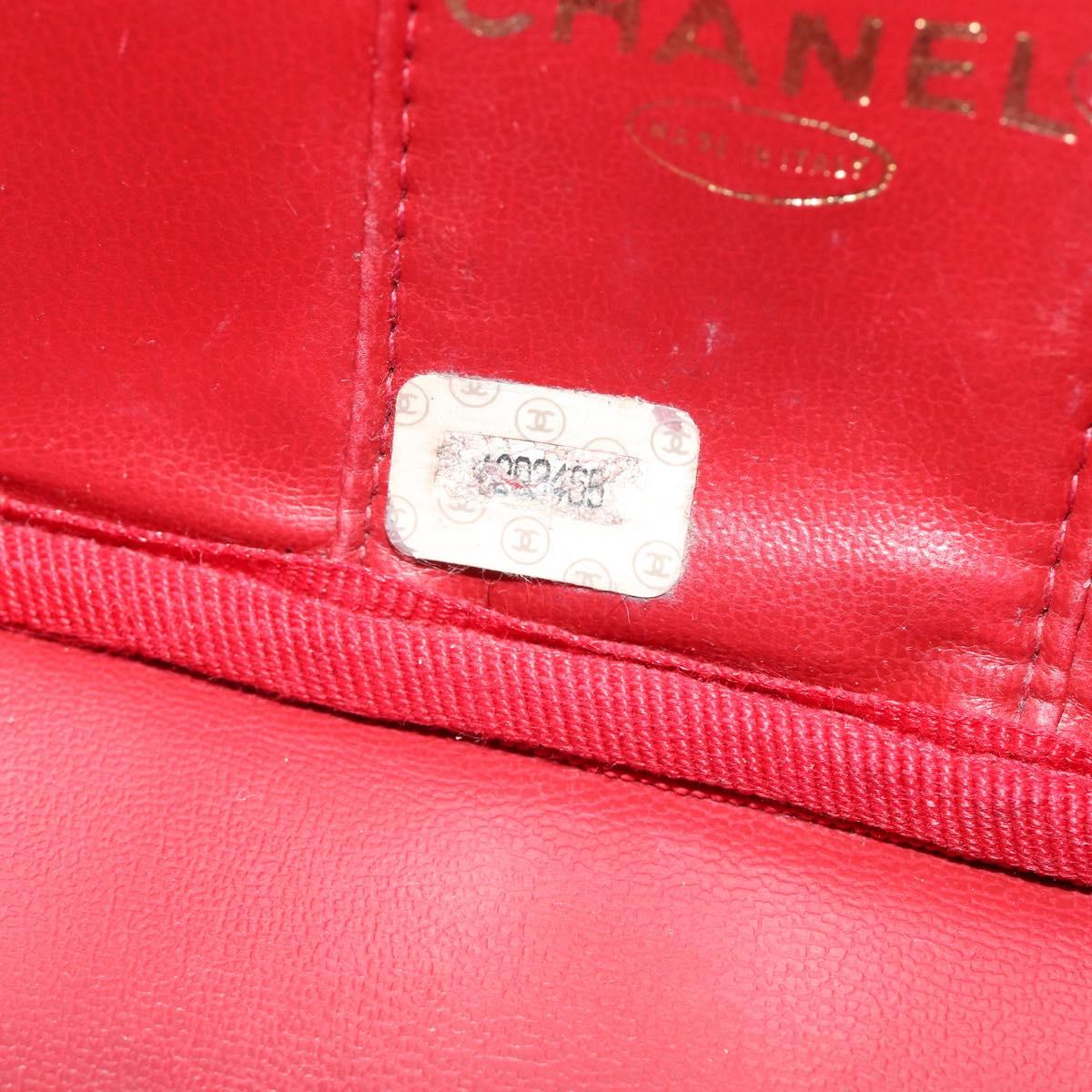CHANEL COCO Mark Vanity Hand Bag Caviar Skin Red Gold CC Auth ka4988