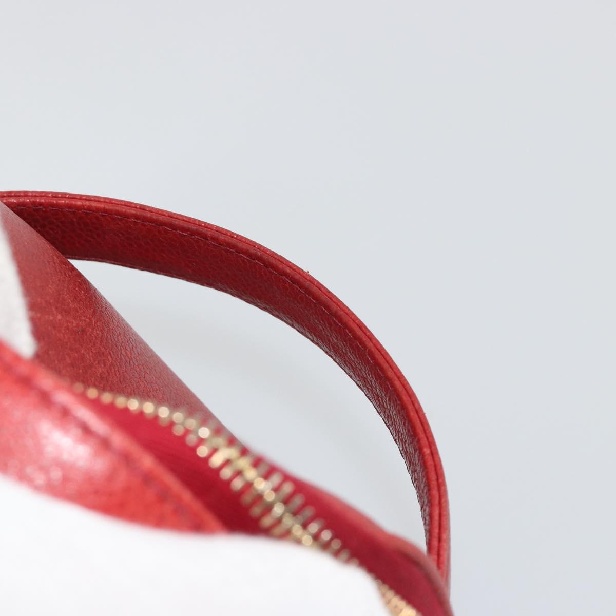 CHANEL COCO Mark Vanity Hand Bag Caviar Skin Red Gold CC Auth ka4988