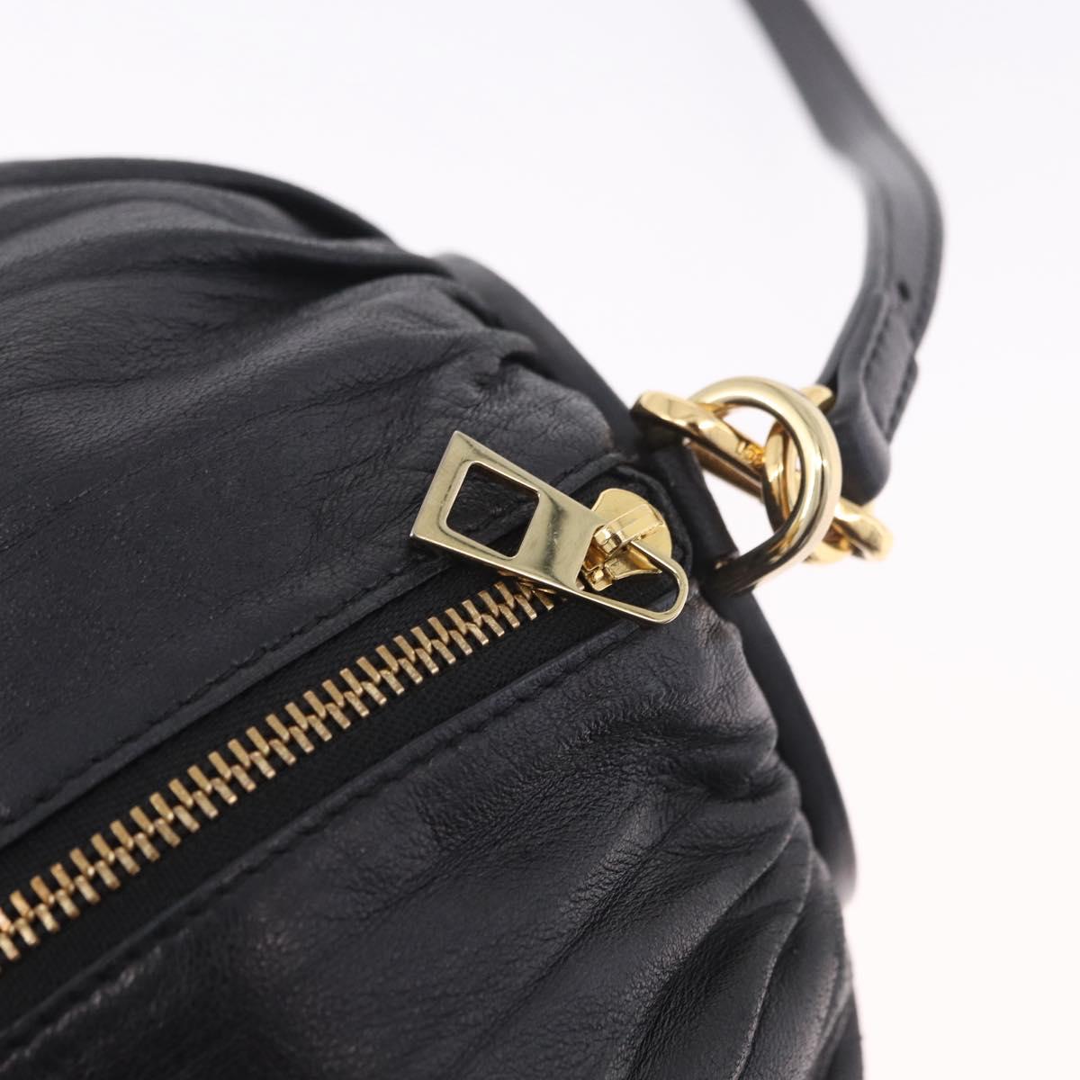LOEWE Anagram Shoulder Bag Leather Navy Gold Auth ka4992A