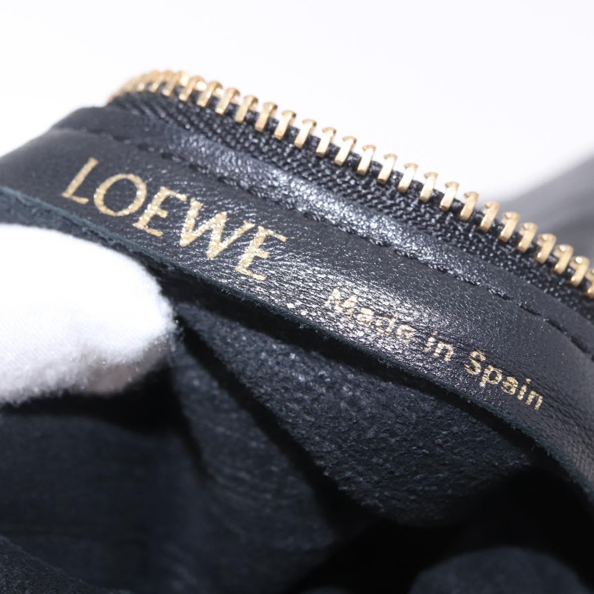 LOEWE Anagram Shoulder Bag Leather Navy Gold Auth ka4992A