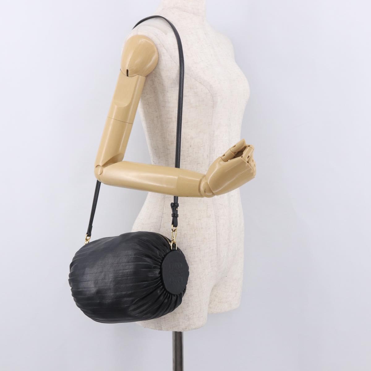 LOEWE Anagram Shoulder Bag Leather Navy Gold Auth ka4992A
