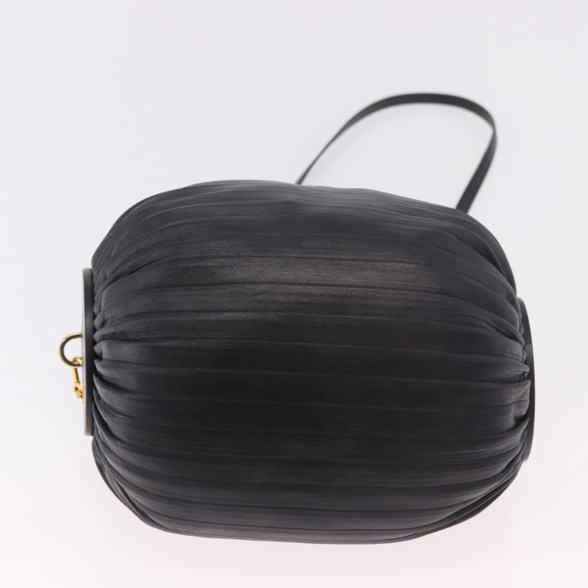 LOEWE Anagram Shoulder Bag Leather Navy Gold Auth ka4992A