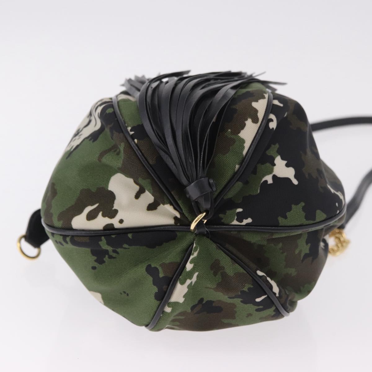 Miu Miu Hand Bag Canvas 2way Green Gold Auth ka4993A