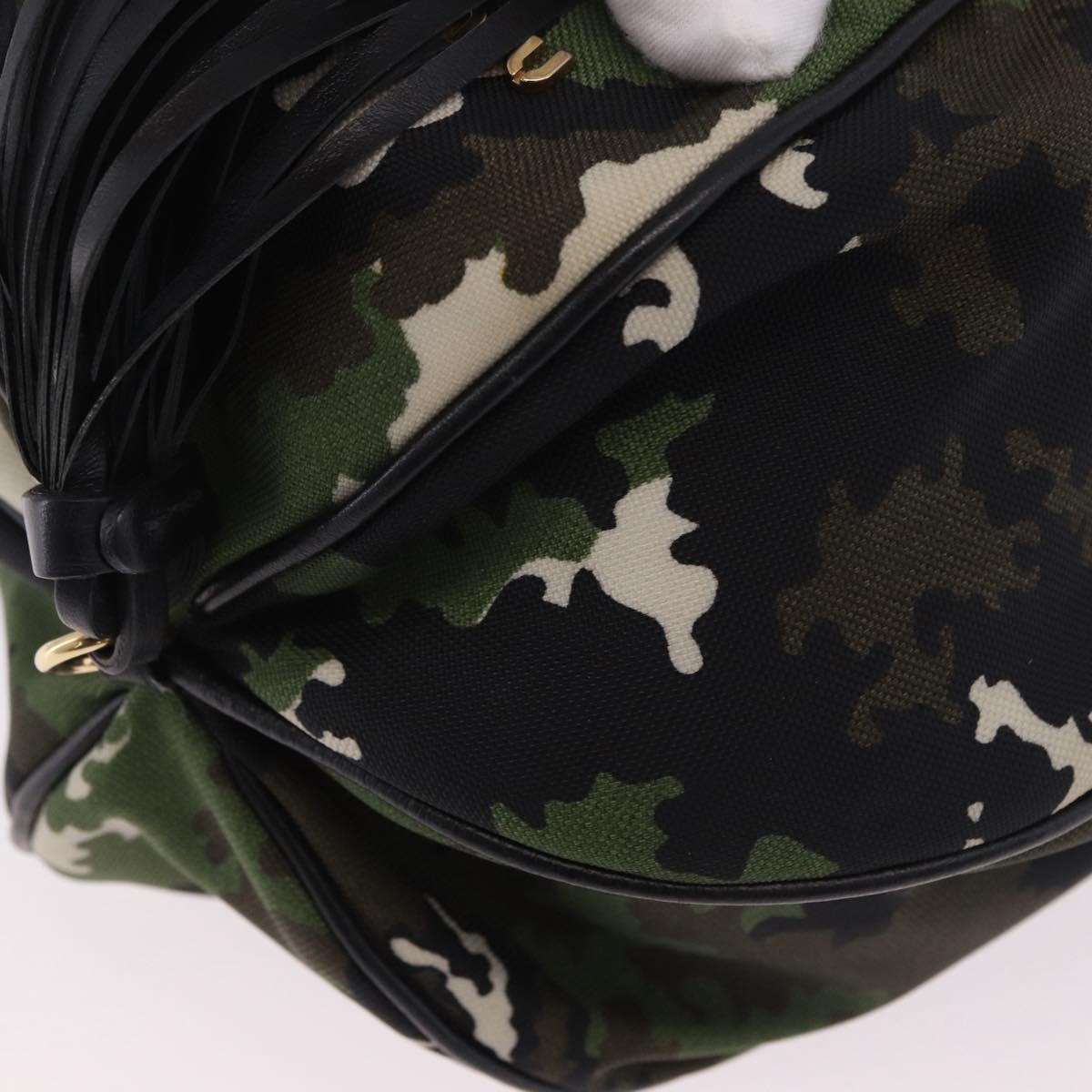 Miu Miu Hand Bag Canvas 2way Green Gold Auth ka4993A