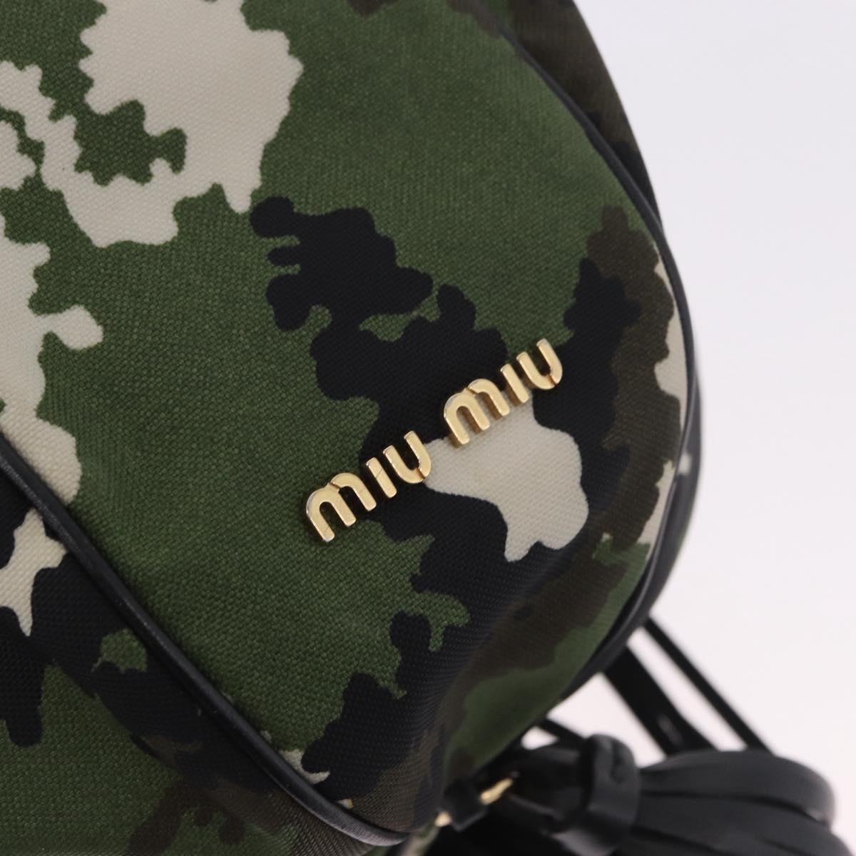 Miu Miu Hand Bag Canvas 2way Green Gold Auth ka4993A
