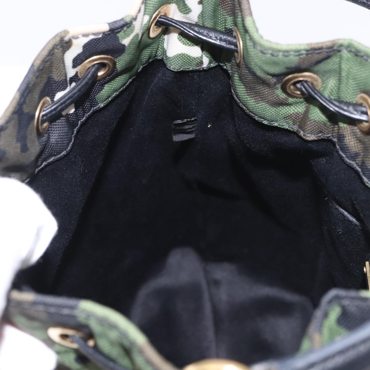 Miu Miu Hand Bag Canvas 2way Green Gold Auth ka4993A