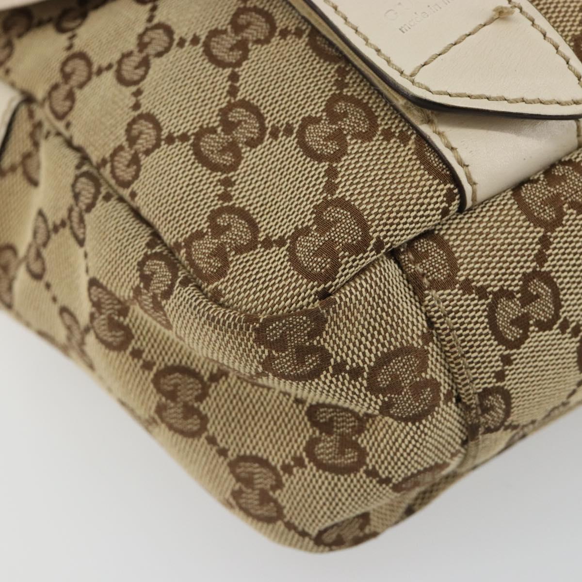 GUCCI GG Canvas Shoulder Bag Beige Silver 145858 Auth ka4994A