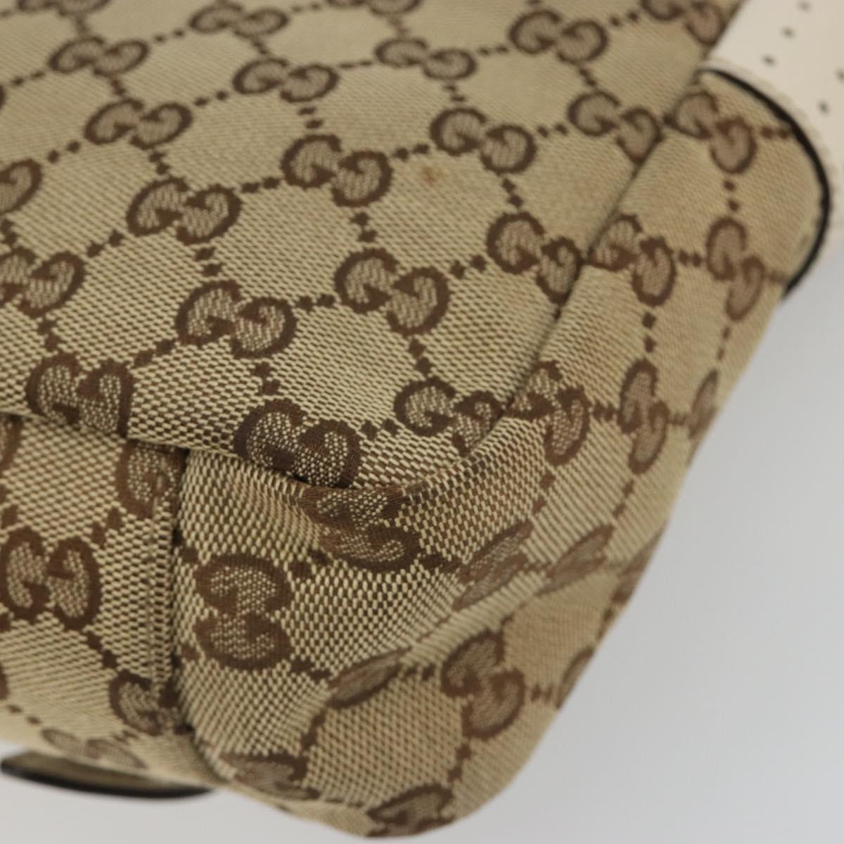 GUCCI GG Canvas Shoulder Bag Beige Silver 145858 Auth ka4994A