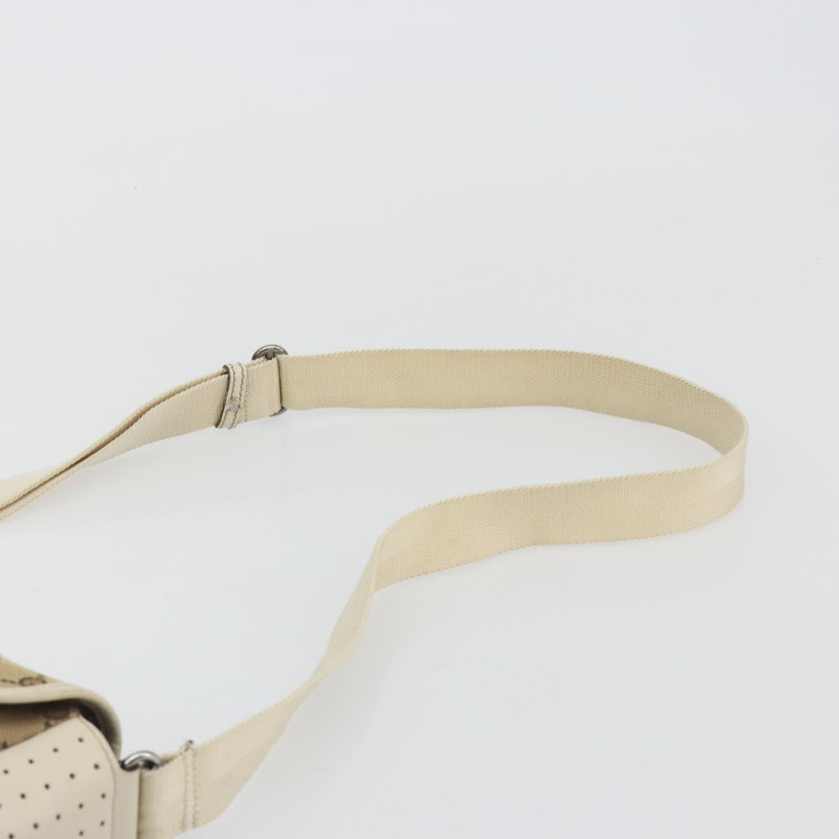 GUCCI GG Canvas Shoulder Bag Beige Silver 145858 Auth ka4994A