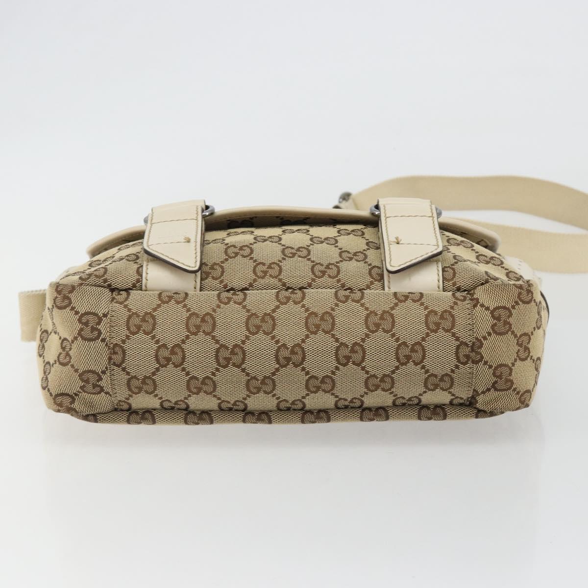 GUCCI GG Canvas Shoulder Bag Beige Silver 145858 Auth ka4994A