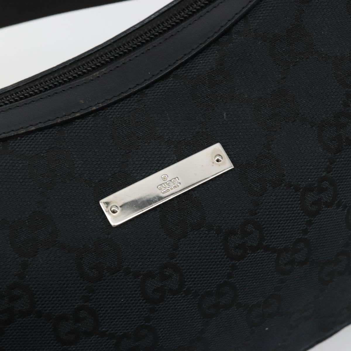 GUCCI GG Canvas Shoulder Bag Black Silver 019 0433 3444 Auth ka4995