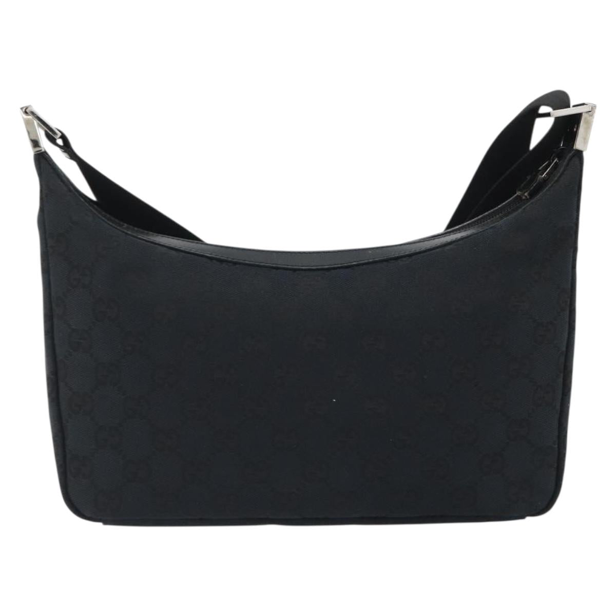 GUCCI GG Canvas Shoulder Bag Black Silver 019 0433 3444 Auth ka4995