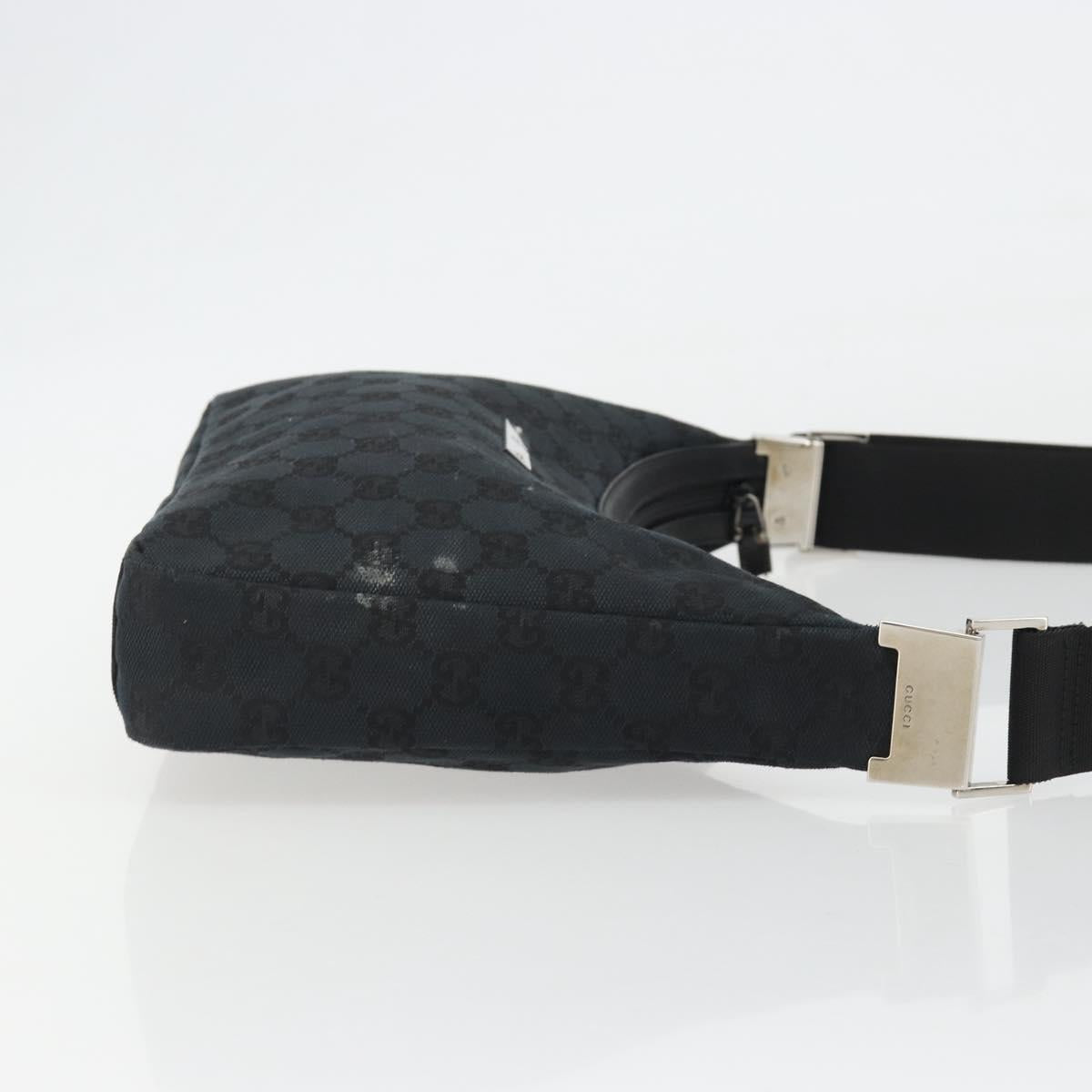 GUCCI GG Canvas Shoulder Bag Black Silver 019 0433 3444 Auth ka4995