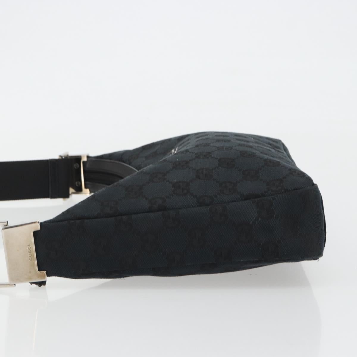 GUCCI GG Canvas Shoulder Bag Black Silver 019 0433 3444 Auth ka4995